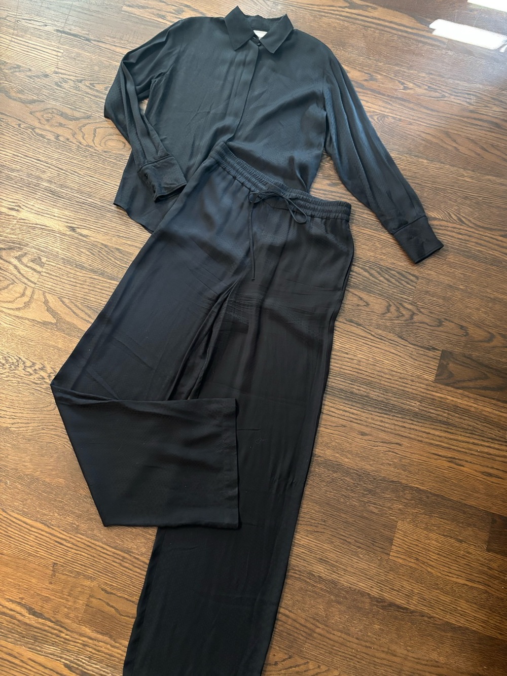 ICEBERG Black Snakeskin Silky Two-Piece Blouse Palazzo Pants Set 42 44 M $950